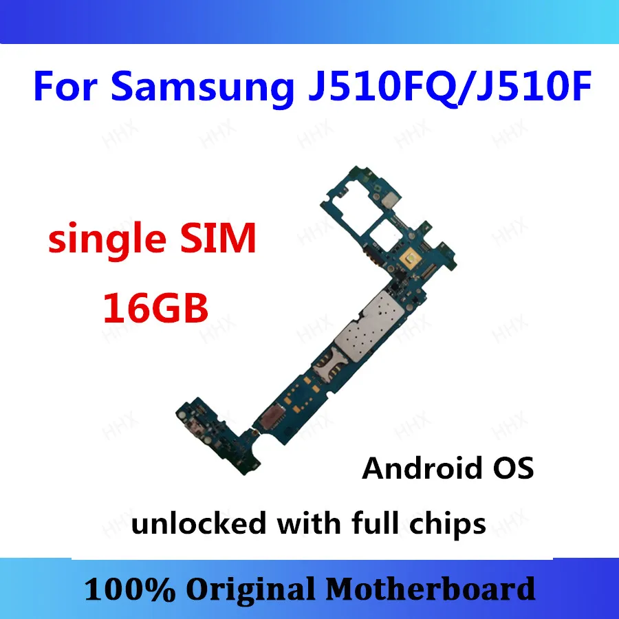 

Android card mainboard unlocked for Samsung Galaxy J5 J510FQ/J510F motherboard fee with chips logic board single sim 16gb panel