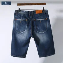 [EL Barco] Новые летние хлопковые джинсовые шорты джинсы мужские бермуды до колен карман поцарапанные синие мужские повседневные короткие брюки плюс