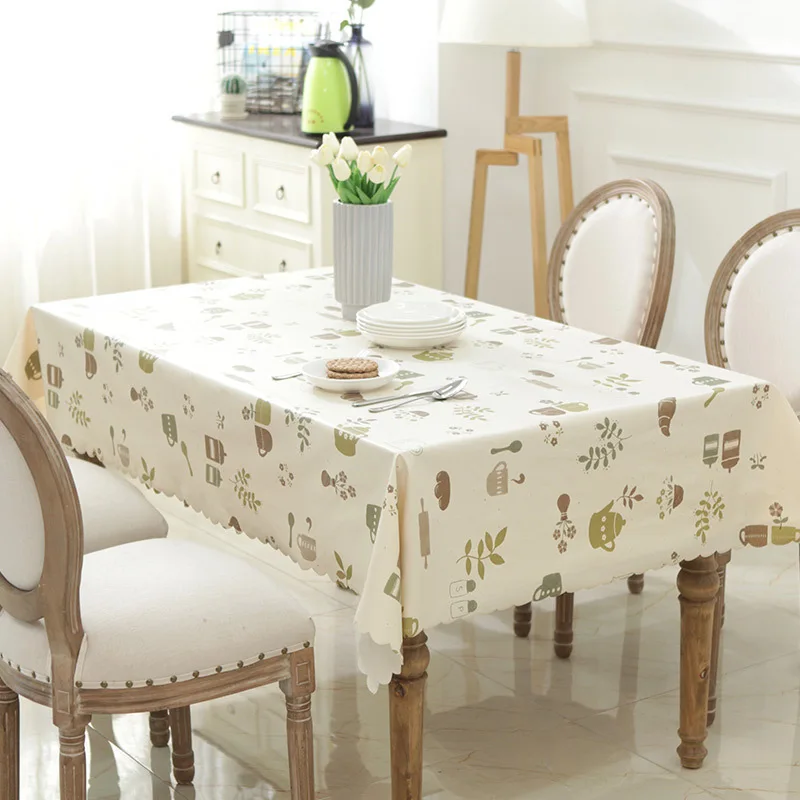 Tablecloth PVC Waterproof And Oil-Proof Table Cover Plastic Tablecloth Anti-Scalding Rectangular Kitchen Home Table Cloth ZM182