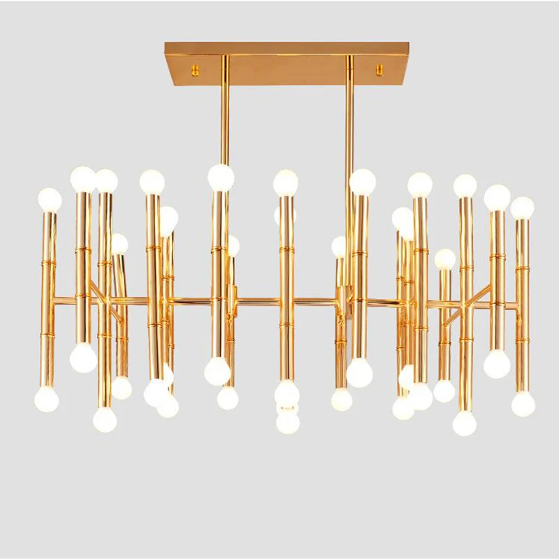 

Led 42 bollen bamboe droplight jonathan adler meurice hanglamp hedendaagse gecontracteerd, Smeedijzeren rechthoekige kroonluchte