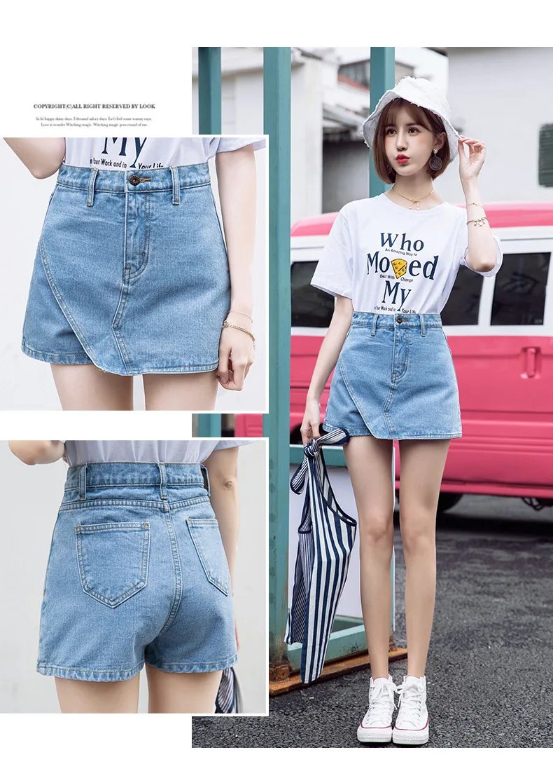 2019 летние женские шорты с высокой талией джинсовые шорты Harajuku корейская мода горячие брюки уличный стиль юбка шорты брюки женские