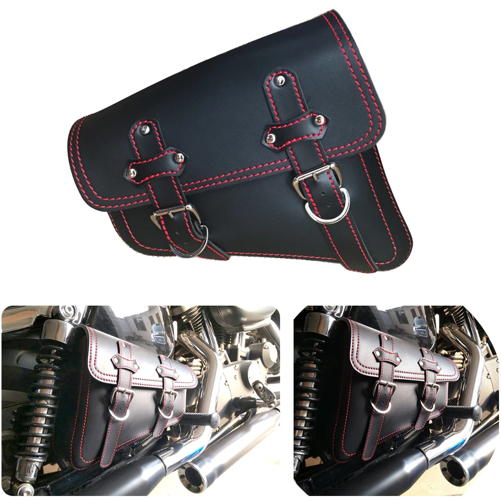 

Motorcycle Retro Red Line Triangle Bag Sissy Bar Side Tool Bag Saddlebag XL883 1200