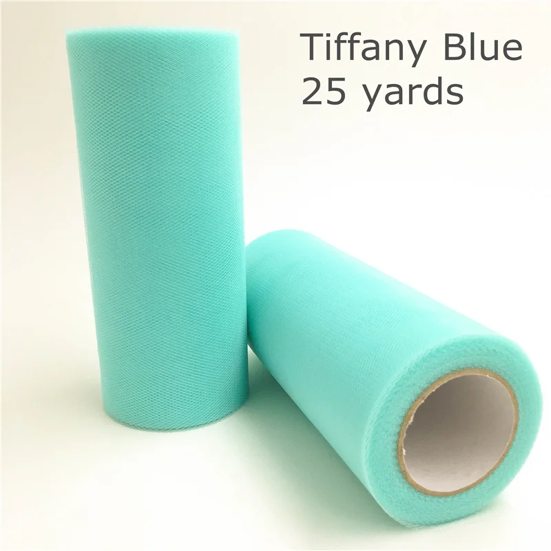 Горячая Белый Тюль Ткань рулонная катушка 15 см 25 ярдов тюль рулон для юбка пачка Свадебная отделка органзы день рождения Аксессуары - Цвет: 54 Tiffany Blue