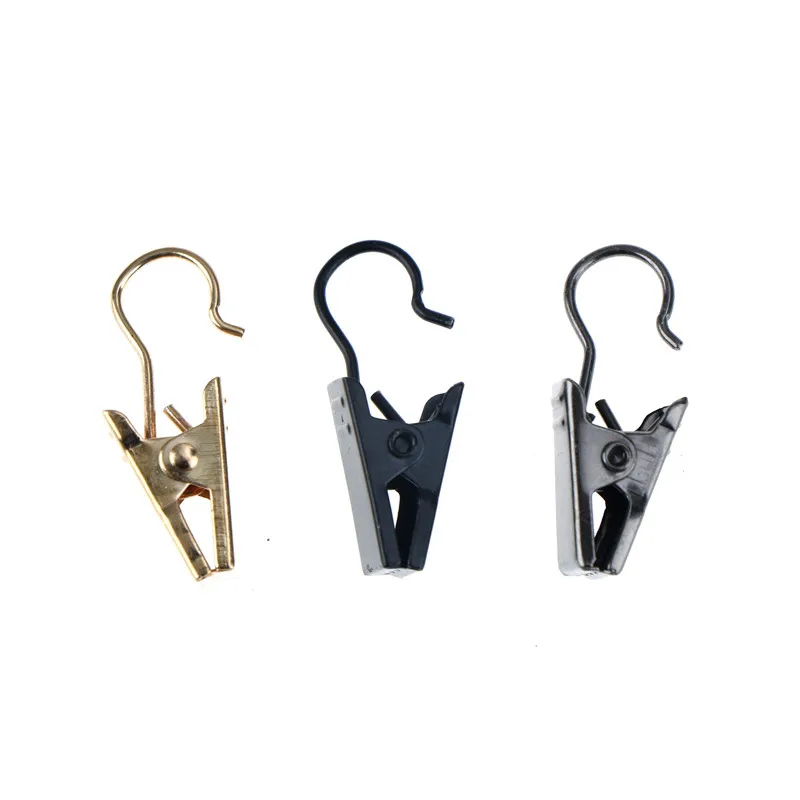 10PCS /Lot Sliver And Black Stainless Steel Drape ClipS Curtain Rod