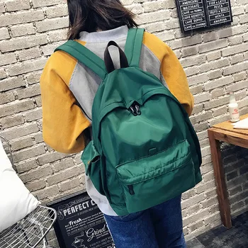 

Fashion Preppy Style Waterproof Women Nylon Backpacks 2019 New Solid Color Zipper Female Students School Bags Shoulder Bags