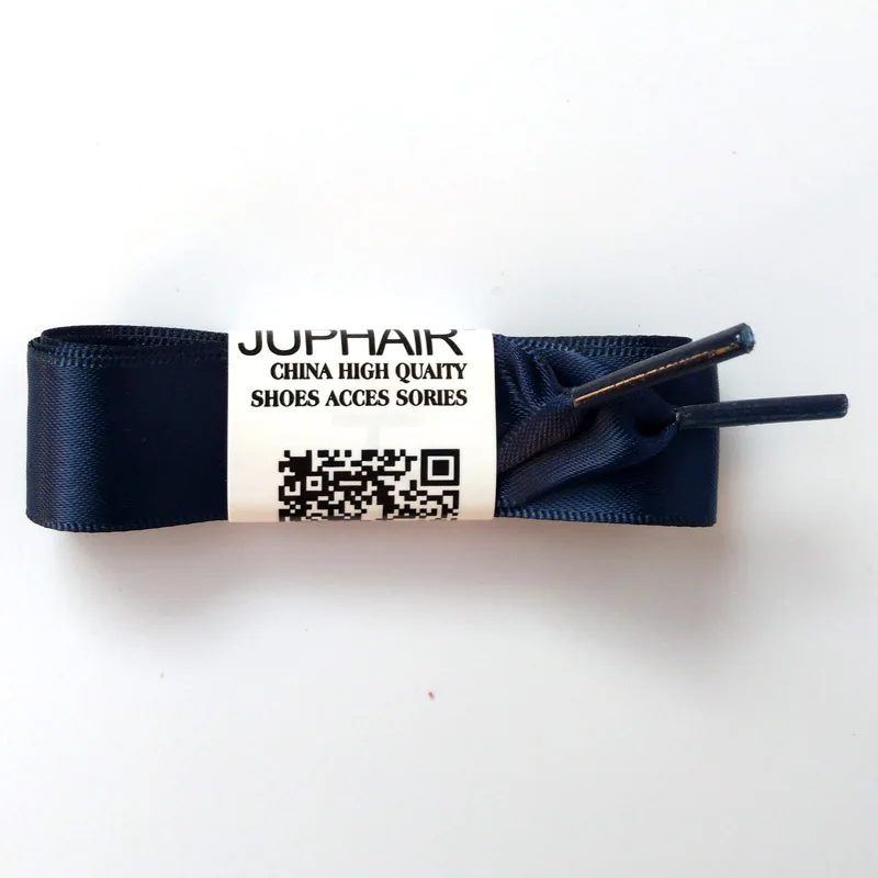 JUP 1-12 Pairs Dark Blue Boy Wholesale Princess Colorful Flat Ribbon Laces Lace Sport Shoes Silk Lady Sneakers Fashion Shoelaces