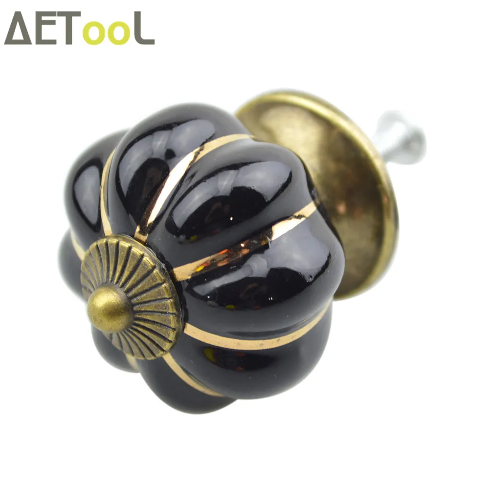 

AETool Black 40mm Rustic Vintage Pumpkin Shape Handle Drawer Cabinet Knobs Pull Handles Kitchen Door Handles Wardrobe Hardware