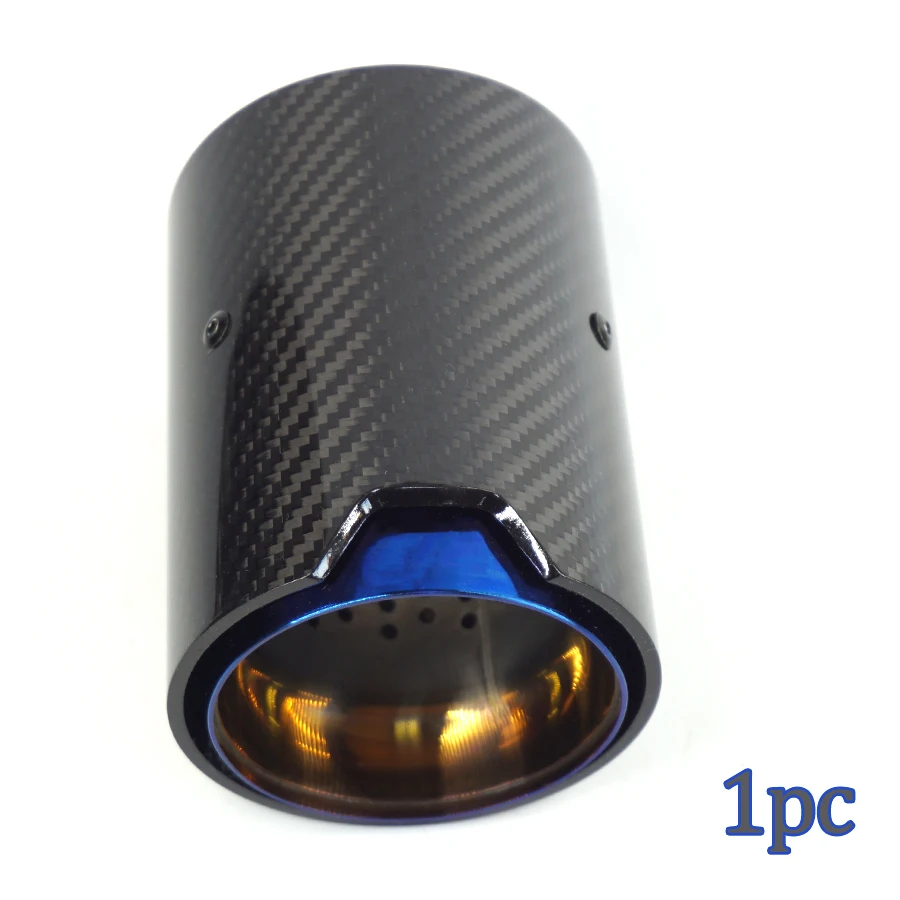 

63mm IN 92mm OUT Glossy Car Exhaust End Tail Tips Real Carbon Fiber Grilled Blue Style For M2 F87 M3 F80 M4 F82 F83 M5 F10 M6