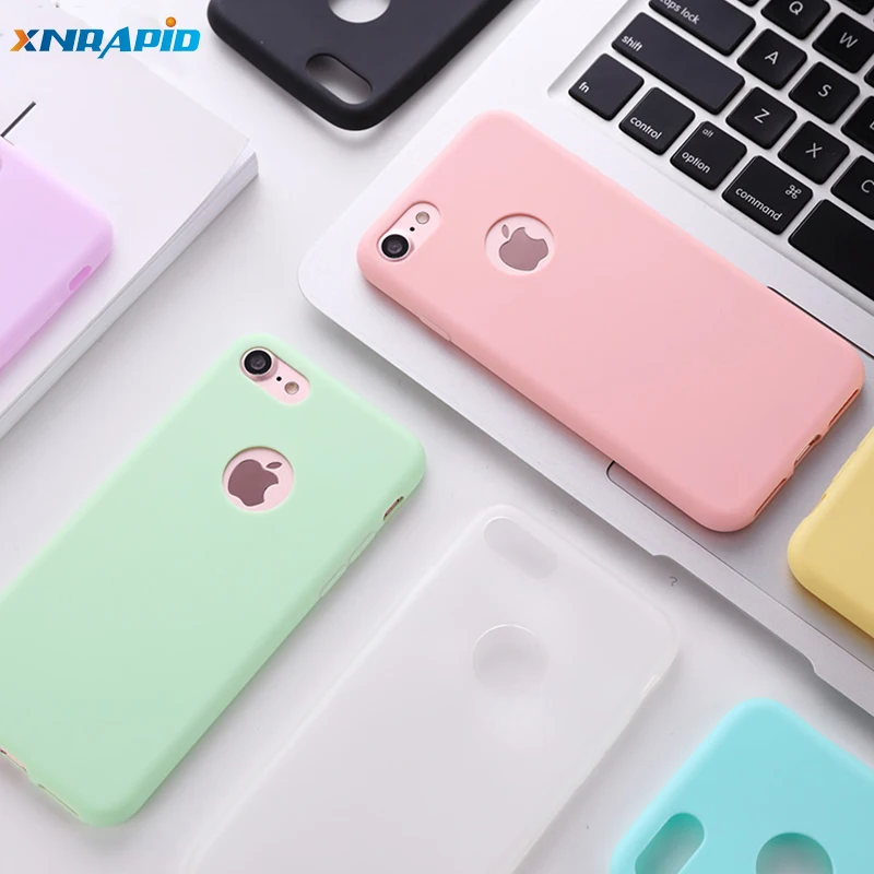 

Original Soft Silicone Case For iPhone 7 8 Plus 6 S 6S 5 5S X XR XS Max SE 6Plus 7Plus Cute Candy Anti-knock rubber Cover Case