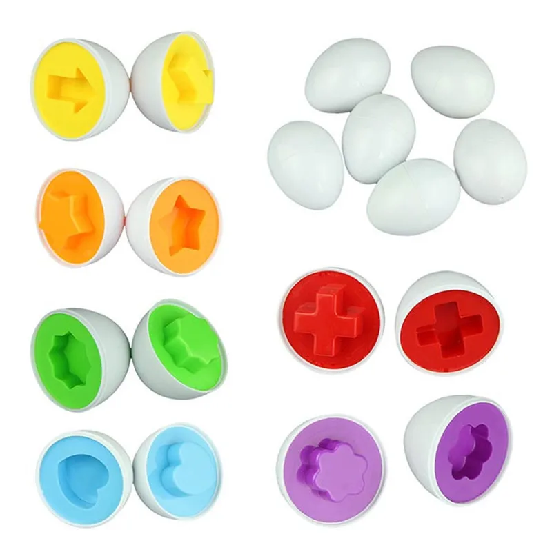 

6eggs/set Learning Education toys Mixed Shape Wise Pretend Puzzle Smart Eggs Baby Kid Learning Kitchen Toys Tool Puzzle Gift