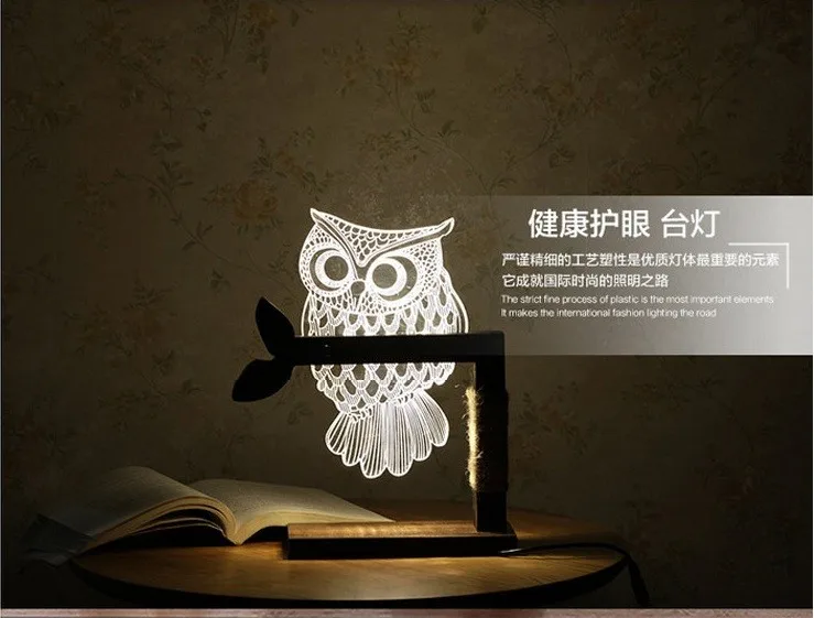 Светодиодный Деревянный Сова 3D ночник визуальный светодиодный ночник для дома стол ночник для детского подарка USB настольная лампа ночник IY804001