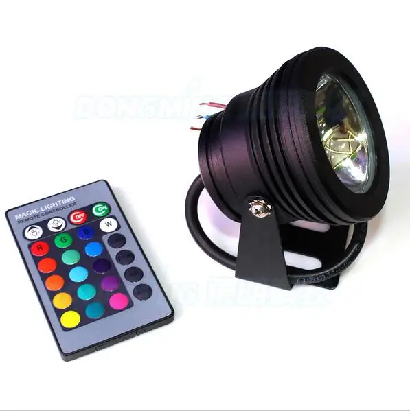 

10W 12V RGB Underwater Led Light Floodlight CE RoHS IP68 950lm 16 Colors Changing with Remote for Fountain Pool Decoration