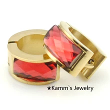 Подарок партии бренд качество красный акрил золотой обруч Цвет серьги 316L Нержавеющая сталь ювелирные изделия оптом ke390