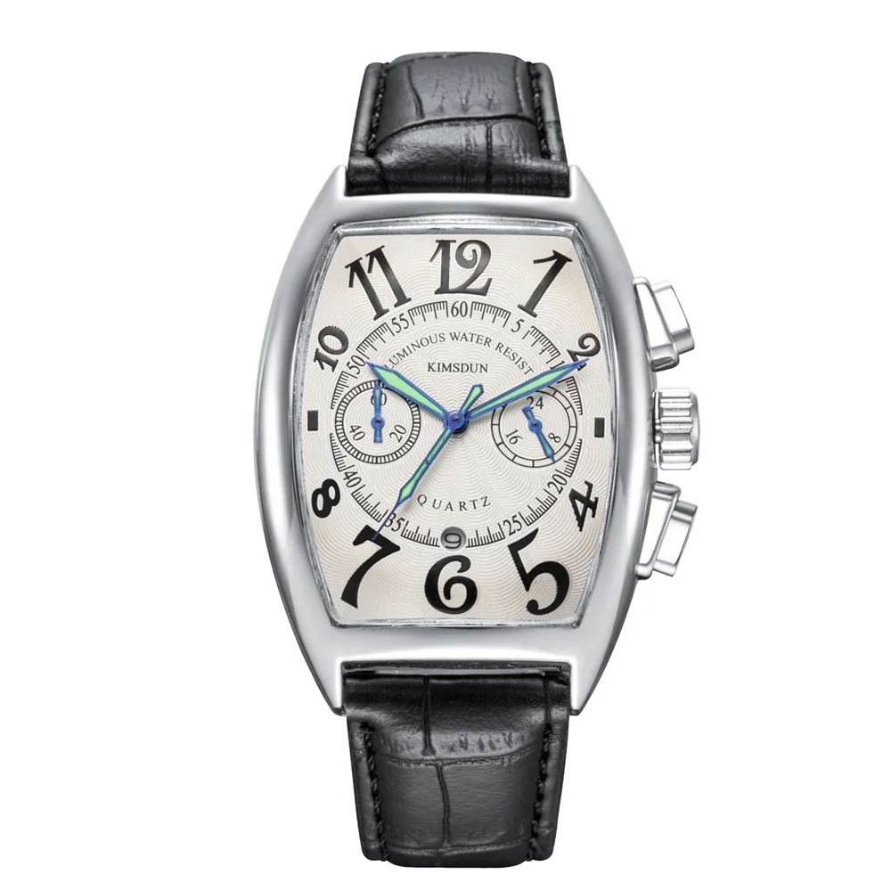 Модные Бизнес Мужские часы Топ бренд класса люкс водонепроницаемые кварцевые кожаные спортивные наручные часы Мужские часы relojes hombre horloge - Цвет: black silver white