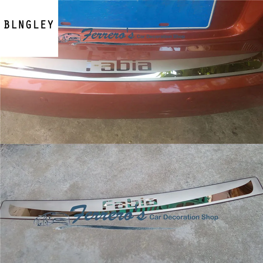

Free shipping for Skoda Fabia 2009-2014 stainless Steel back rear trunk Sill Scuff Plate Protection pedal high quality