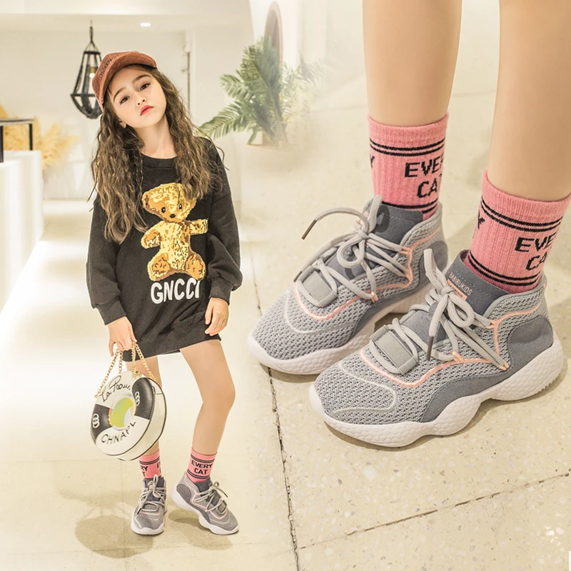 

AAdct 2018 Autumn Mesh Running sports children shoes Breathable Sneakers for Boys Girls High quality non-slip kids shoes new