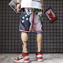 Guochao брендовые свободные пляжные мужские большие сетчатые красные шорты с принтом свинки для пары с пятью точками