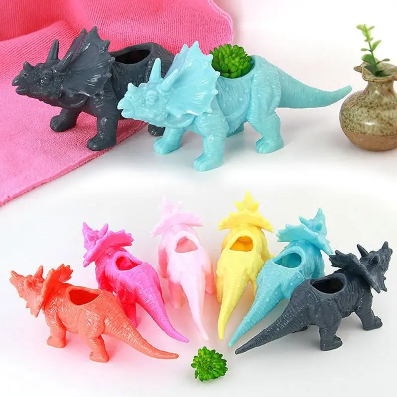 

Plastic Dinosaur Animal Pattern Flower Pot Cactus Succulent Plant Pot For Home Office Desk Ornament Garden Decoration
