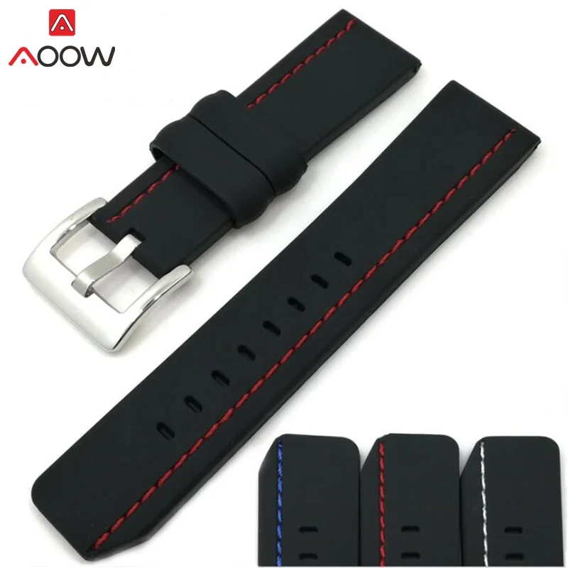 

AOOW Generic Watchband Silicone Rubber Watch Strap Bands 22mm 24mm 26mm Waterproof Sports Watchband Belt for Men Women