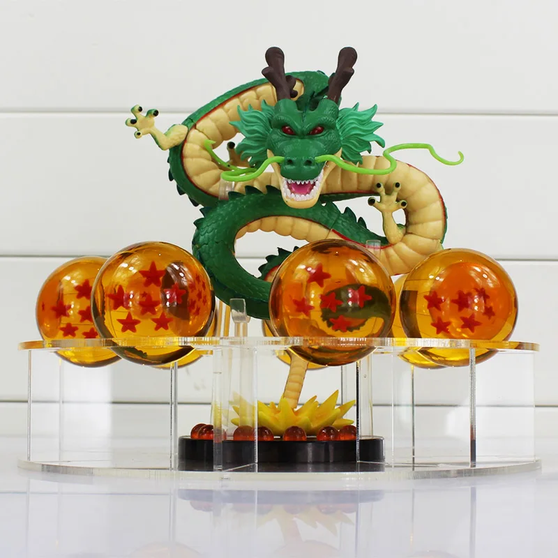 

Dragon ball z toy action figures New Dragonball figures 1 figure dragon shenlong + 7 crystal balls 4cm + 1 shelf brinquedos