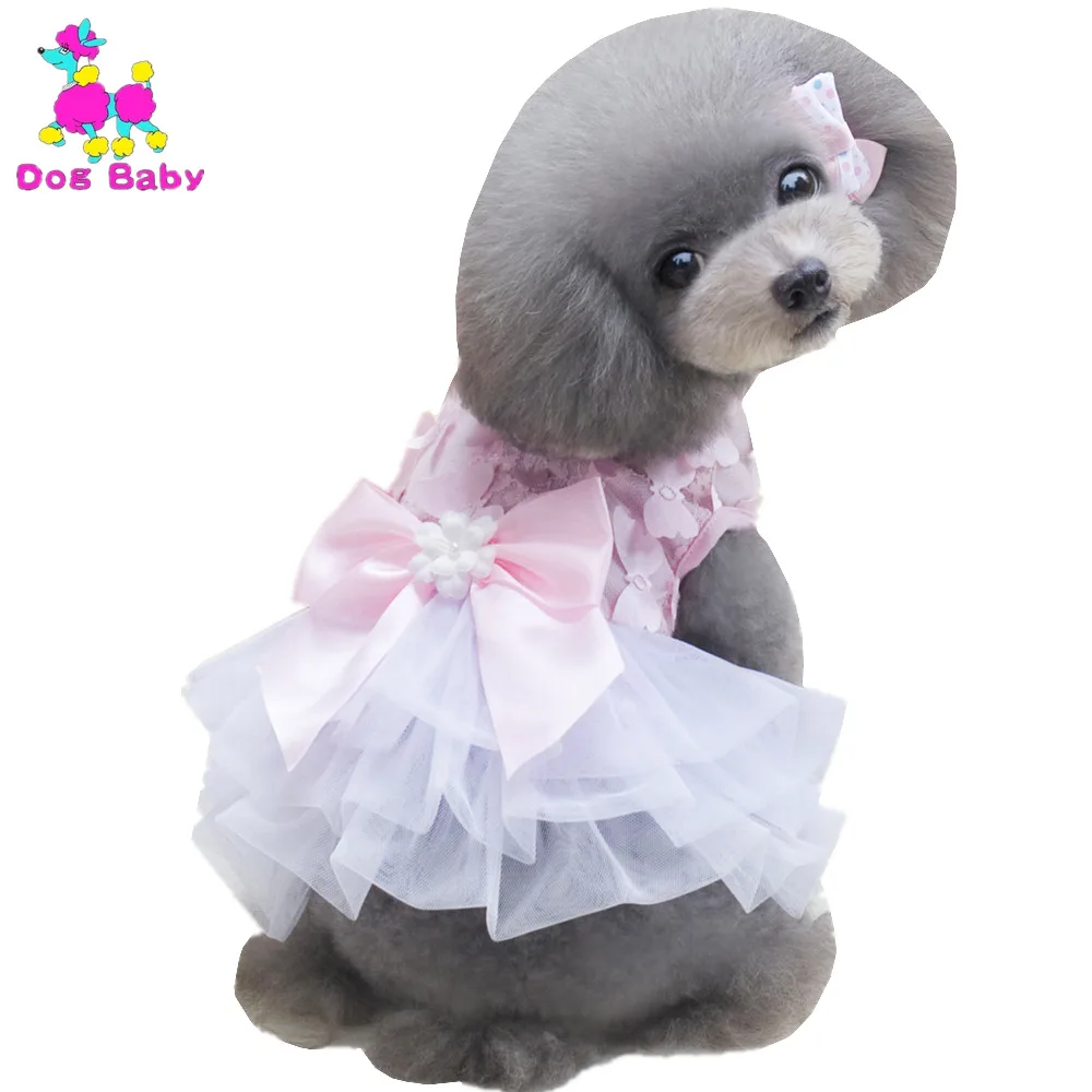 

DOGBABY Teddy Chihuahua Dresses Spring Summer Cotton Dog Dress Pink Yellow Color Butterfly Dress For Small Dogs Soft Pet Skirt