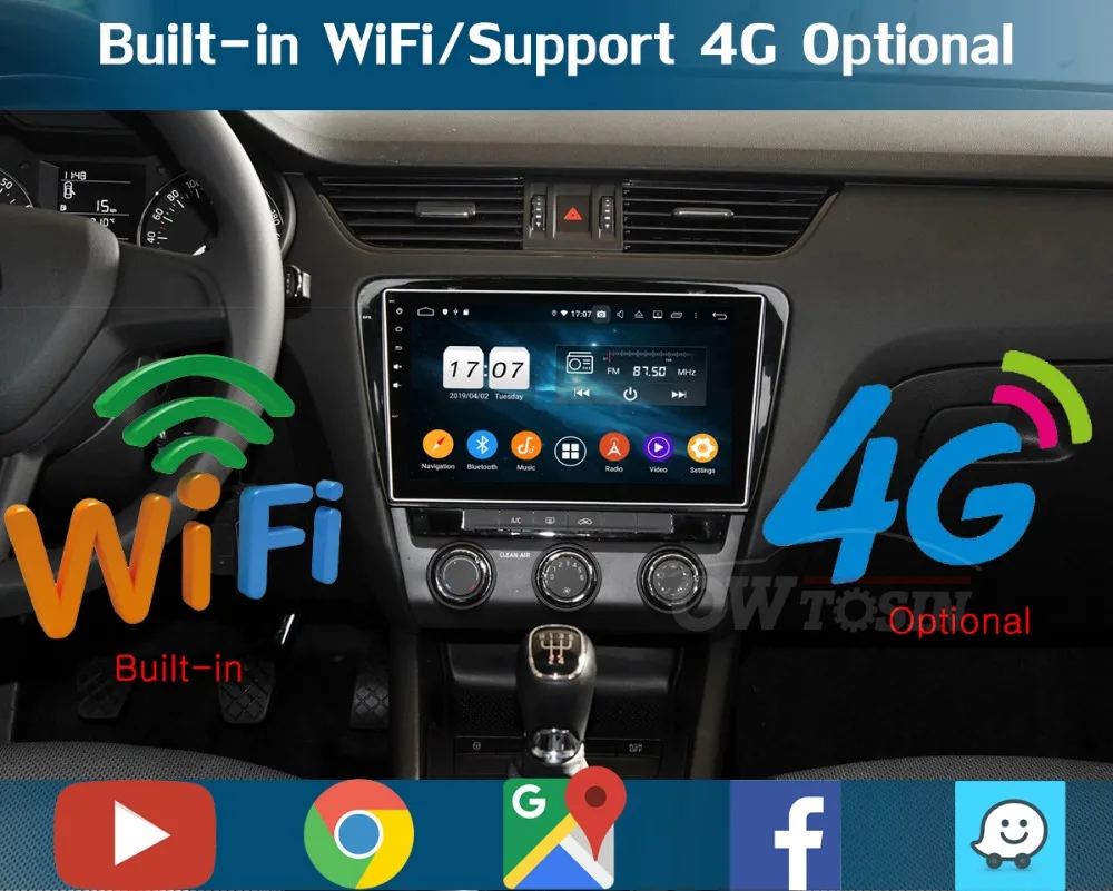 10," ips Android 9,0 Восьмиядерный 4G+ 64G Автомобильный dvd-плеер для Skoda Octavia Радио стерео DSP CarPlay Parrot