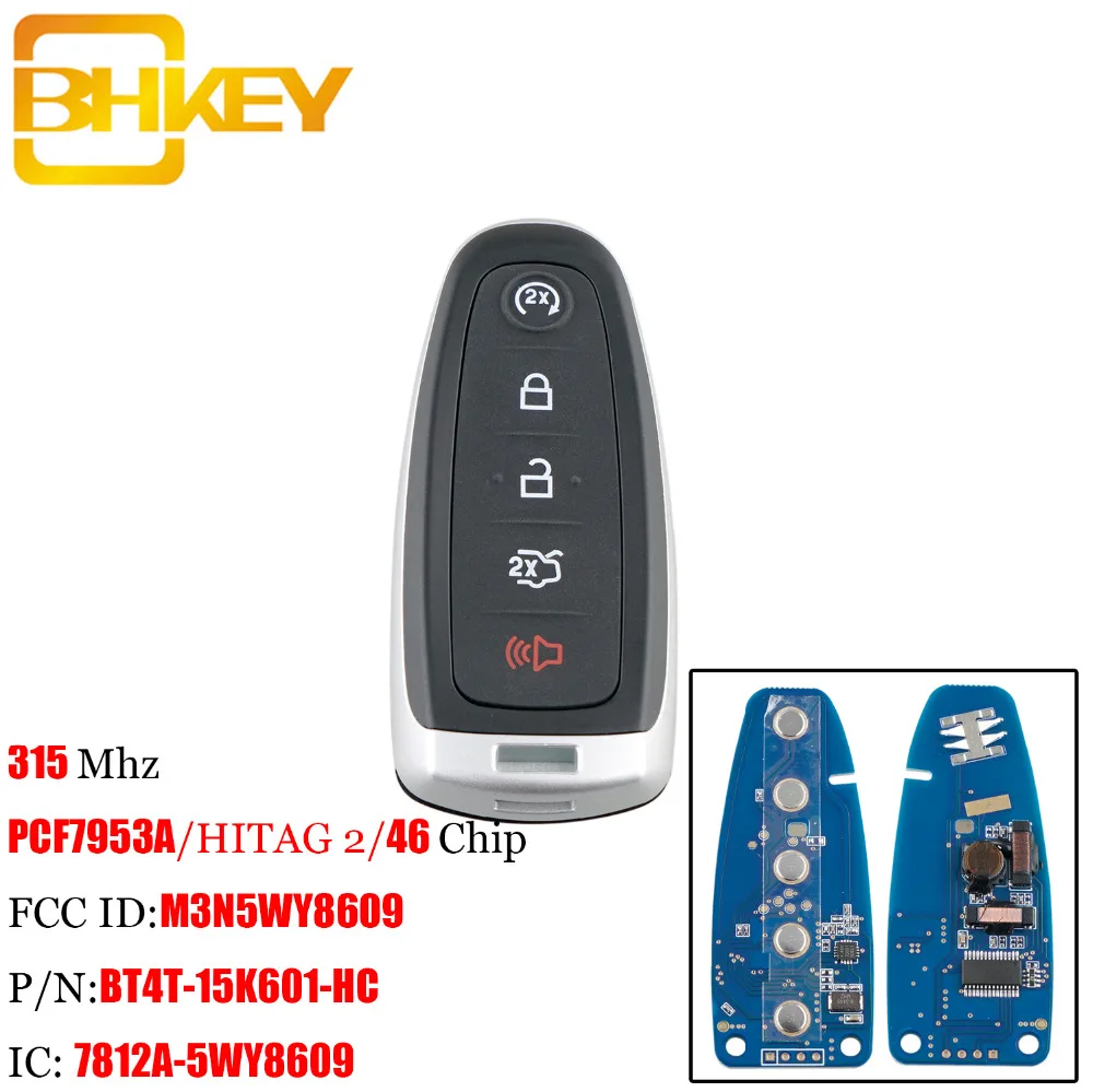 Bhkey Смарт дистанционные брелки для ключей для машины Ford M3N5WY8609 315 МГц для Ford Edge Побег исследовать экспедиции Flex Focus Taurus автомобильных ключей