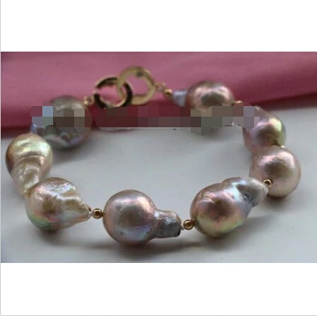 

Natural 21mm Multicolor Baroque Edison Reborn Keshi Pearl Bracelet 14k #f2425! @^Noble style Natural Fine jewe SHIPPING 6.2 6.02