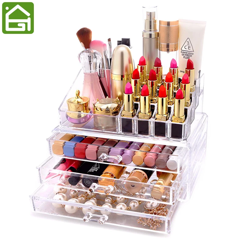 

Clear Acrylic Cosmetic Organizer Box Makeup Storage Drawer Desk Bathroom Makeup Brush Lipstick Holder