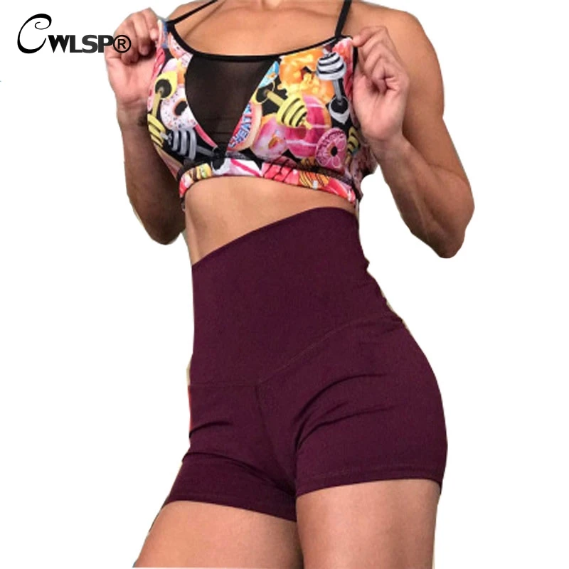 CWLSP новые шорты модные популярные для женщин высокая талия Yogapants сексуальные 2018
