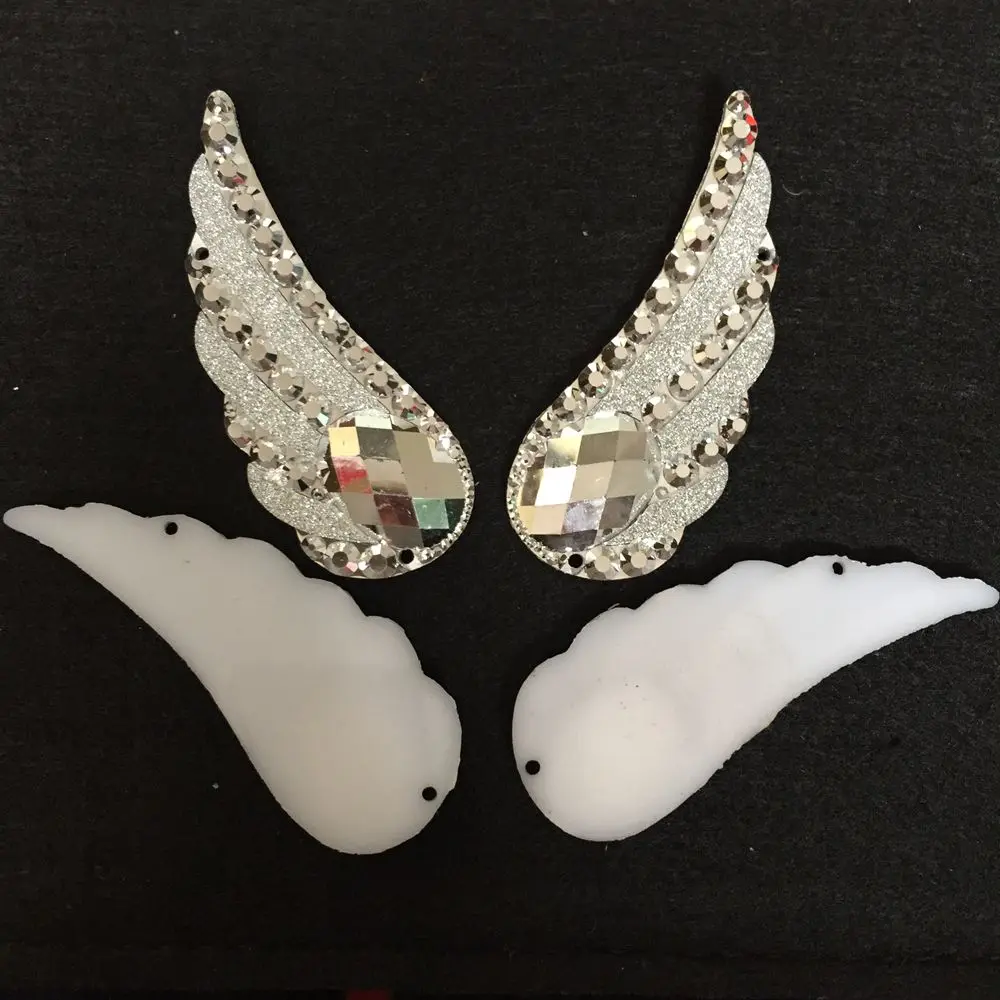 3 пары AB смолы блестящие Крылья Ангела драгоценные камни плоская задняя стразы