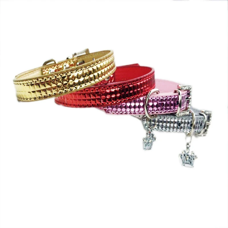 

Reflective dog collar djustable High Glossy Crown Ornament Dog Collar Features Light Board Belt for Puppy Pet Cat Dog Teddy