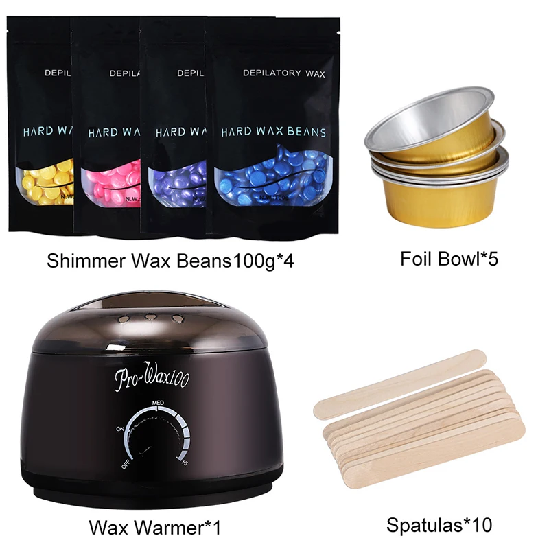 Hair Removal Electric Wax Warmer Machine & Hair Removal Machine Heater with Beans Papers Applicator Sticks Waxing Kit Set