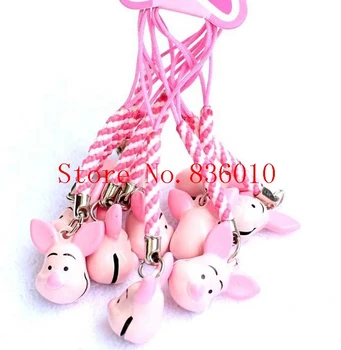 

Hot Sale 50 pcs Cartoon Pig Head Pendant Key Chains With Bell Gifts Favors LL-29