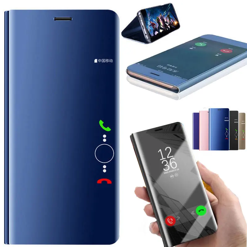 Jrqito зеркало заднего вида Smart Case для samsung Galaxy S9 S8 плюс кожа флип чехол Подставка S6 S7