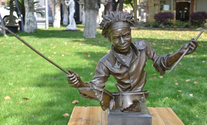 Art Deco Sculpture Man Drum Music Bronze Statue | Дом и сад