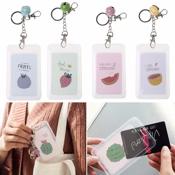 

New Popular Casual Unisex Fruit Cute Credit Card Holder Key Chain Sleeve Set Bus Card Case Bag With Keyring 4 Pattern