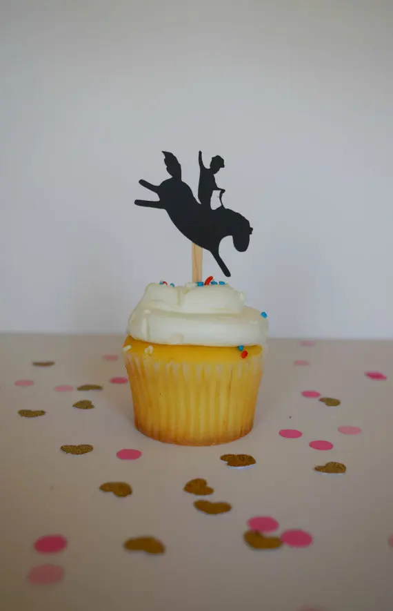 Cowboy Cupcake Toppers Buckeroo Theme Fete Bebe Nuptiale Douche Anniversaire Ocearn Mariage Gateau Topper Decor Aliexpress