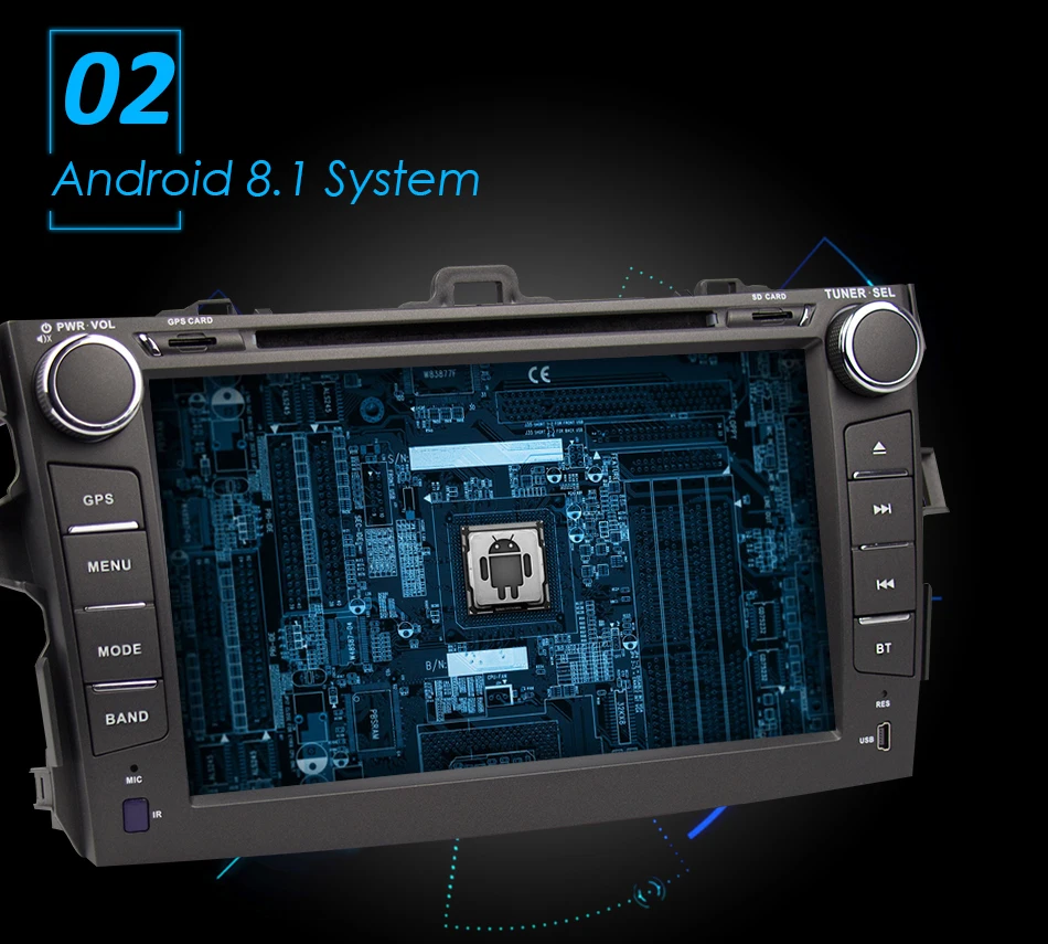 Flash Deal Octa core 2 din Android 8.1 car dvd radio player stereo gps for Toyota Corolla 2007 2008 2009 2010 2011 2G RAM capacitive screen 2