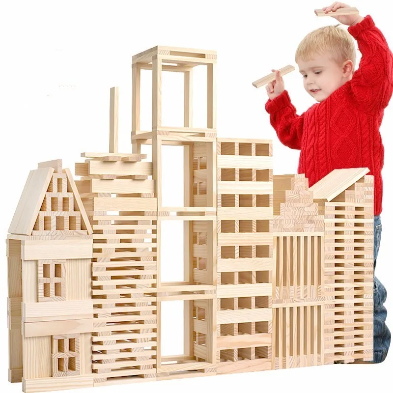 Монтессори детская игрушка для малышей Jenga дерево 100 шт. блоки строительный