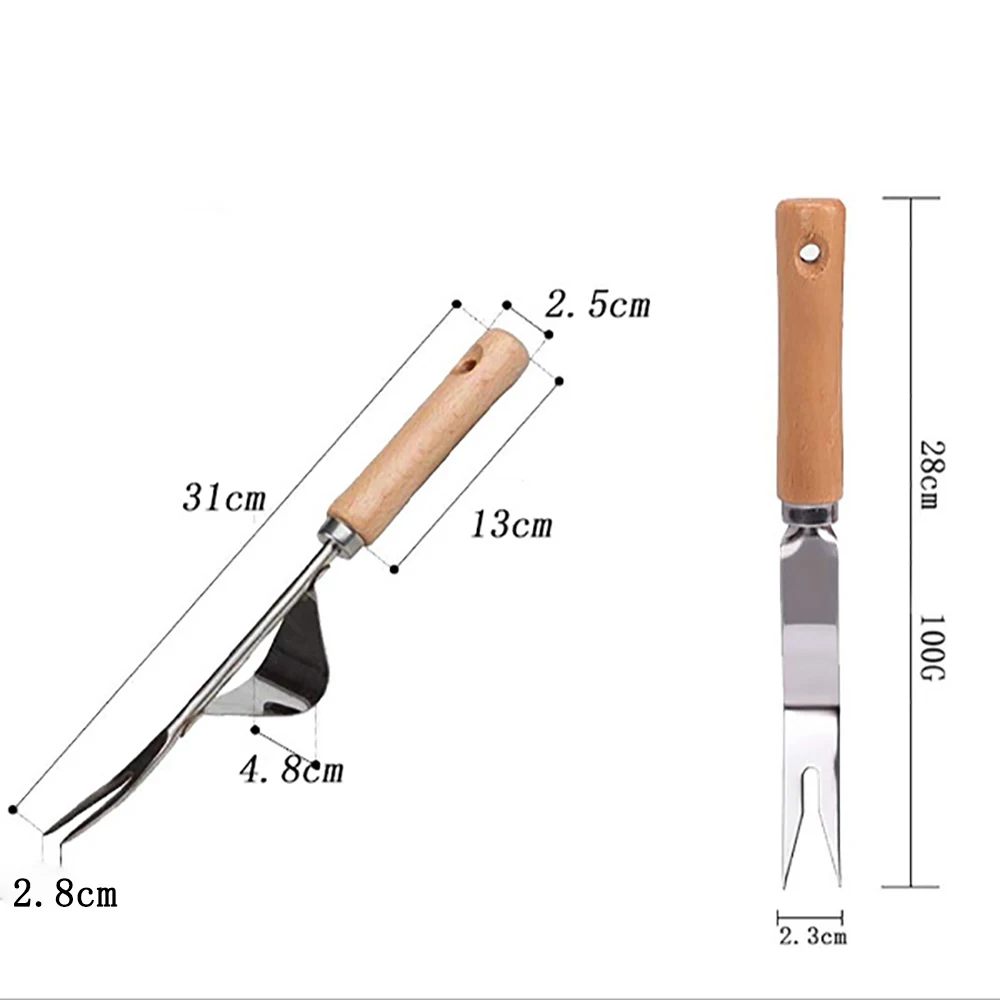 1 шт., ручная вилка для прополки, нержавеющая сталь, деревянная ручка, садоводство, инструмент для прополки, садовая трансплантация