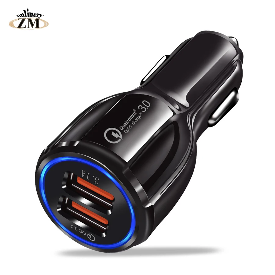 

Car Charger Quick Charge 3.0 2.0 Mobile Phone Charger 2 Port USB Fast Car Charger for iPhone Samsung xiaomi Tablet Car-Charger