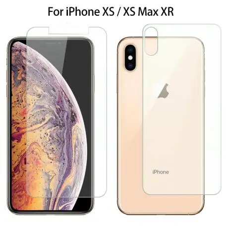 

2PCS Clear Front+Back Protective Tempered Glass For iPhone XS Max XR XS X 7 8 6 6s Plus 5S SE 5 Screen Protector Rear Glass Film