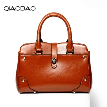 

QIAOBAO Hot Handbag Women Casual Tote Bag Female Large Shoulder Messenger Bags High Quality Cowhide Leather Handbag Sac