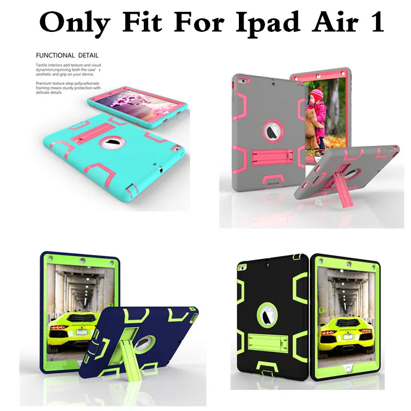 

Hybrid Armor Case For iPad Air 1 Kids Safe Shockproof Heavy Duty Silicone Rubber Hard Case Cover For Ipad Air1 ipad5 Tablet PC