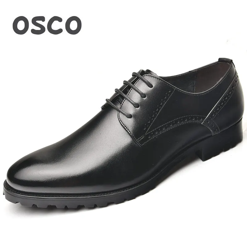 OSCO/Мужская обувь из натуральной кожи; сезон осень-зима; деловая модельная обувь; официальная Свадебная обувь; Мужская дышащая Роскошная офисная обувь с острым носком - Цвет: RU836103BL