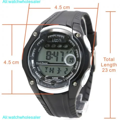 DW441A Black Watchcase Date Alarm BackLight Water Resist Men Black Digital Watch