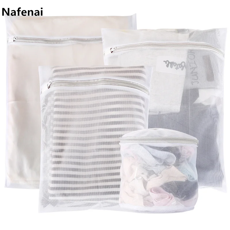

Nafenai 9 Sizes Zippered Foldable Nylon Laundry Bag Bra Socks Underwear Clothes Washing Machine Protection Net Mesh Bags