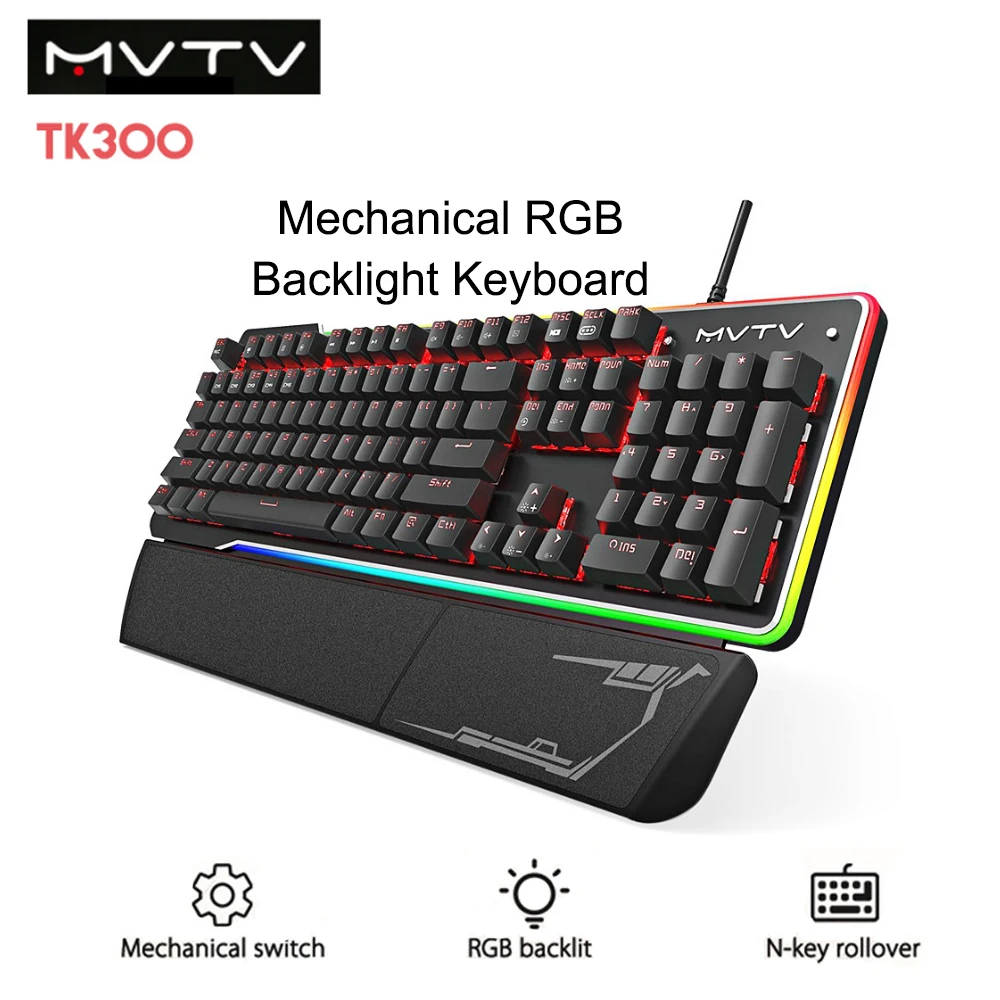 

MVTV TK300 Mechanical Keyboard With RGB Backlight 104 Keys USB Wired Waterproof Keyboard Gamer For Gaming IPX8 Waterproof