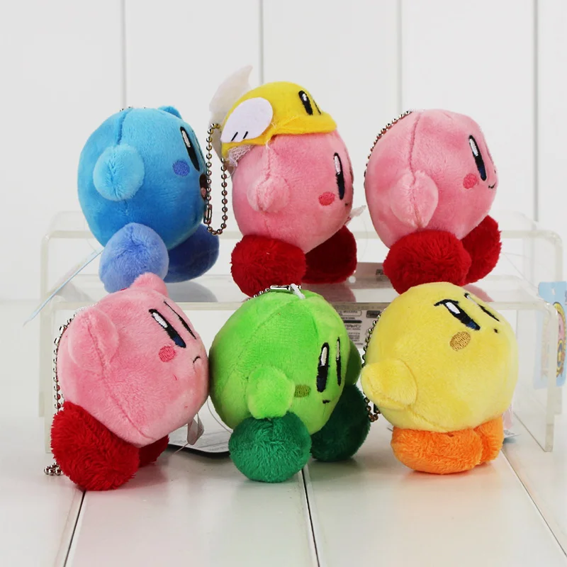 6pcs/set Kirby Plush Keychains Super Mario kirby Plush Doll Toys 7cm Pendant New